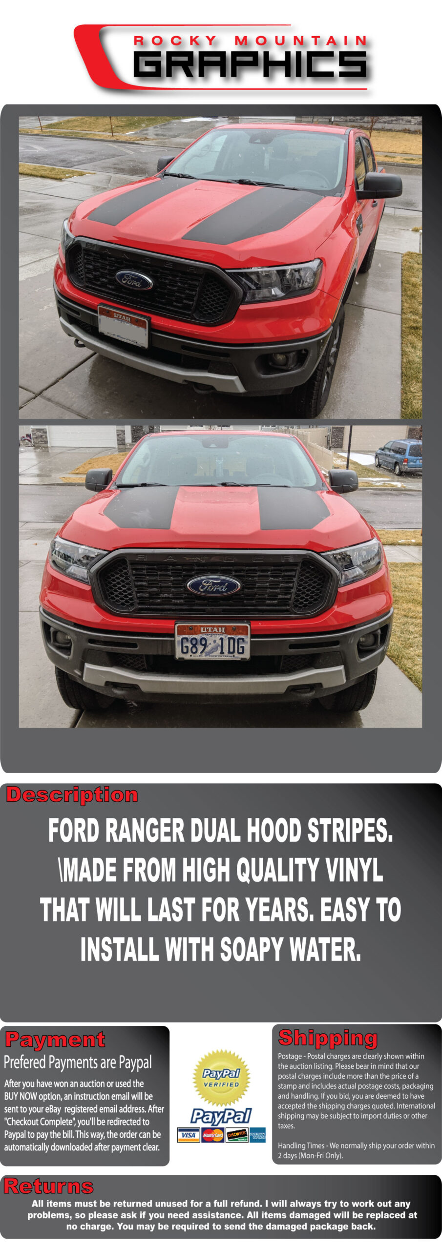 IPad 15 Ford Raptor F-150 2021-2025 Doble Capó Gráficos Vinilo