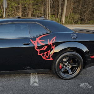 Fits 2019-2024 Dodge Challenger Side Demon Head Vinyl Sticker Decal-Pair