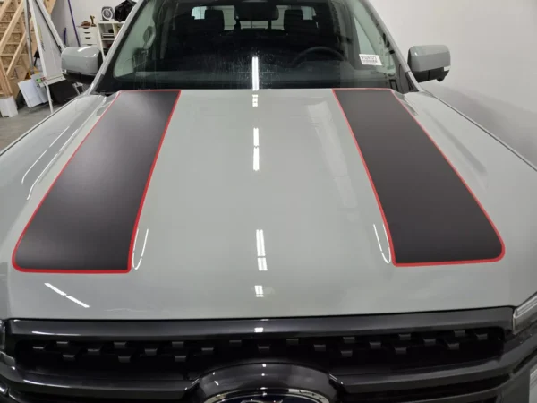 2024 Ford Ranger Dual Hood Stripe With Outlines Sticker Graphic Decals