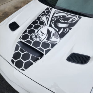 Fits 2019-2024 Dodge Challenger Hood Decal Angry Bee W Honey Graphics Sticker Decal